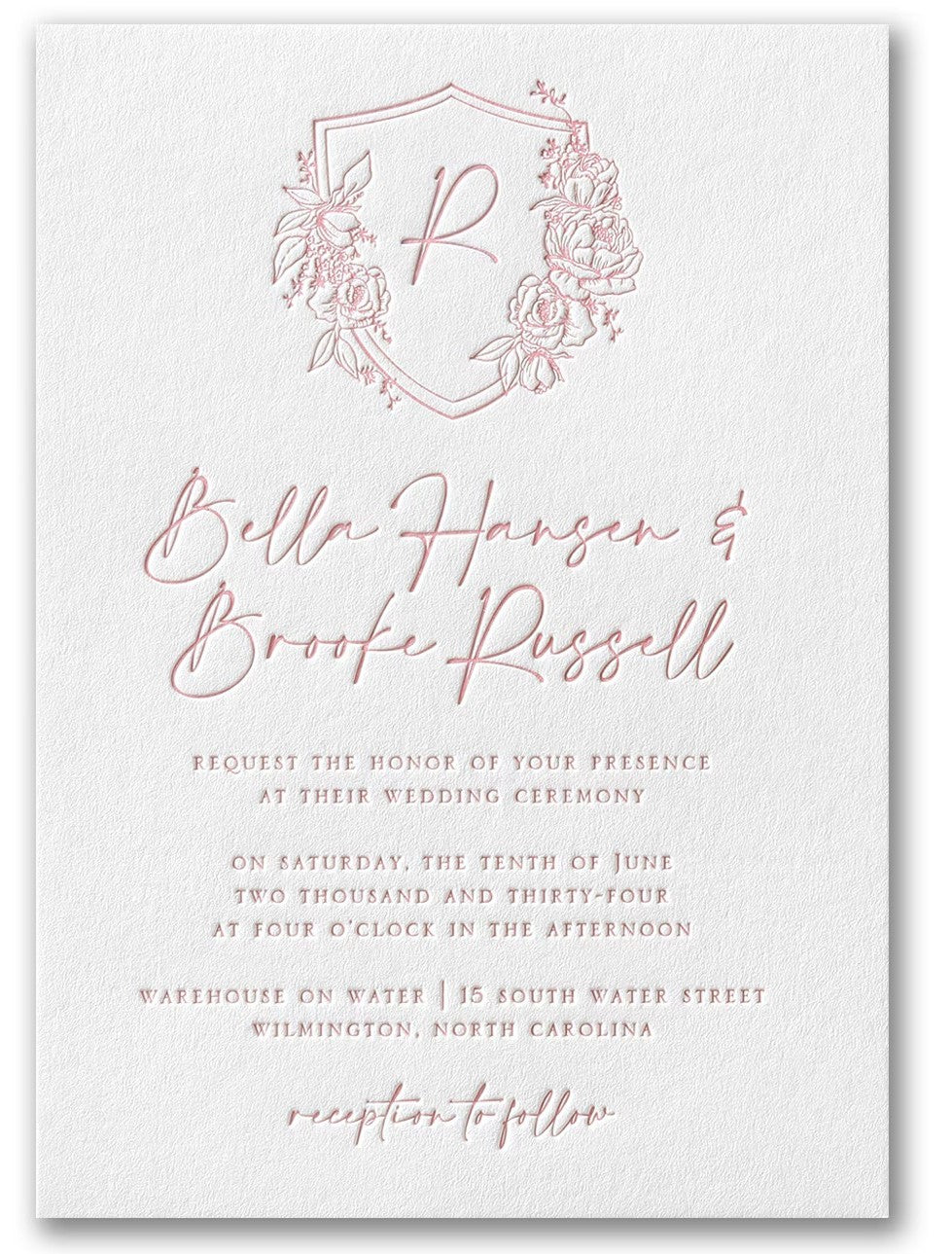 5 x 7 Letterpress Wedding Invitation